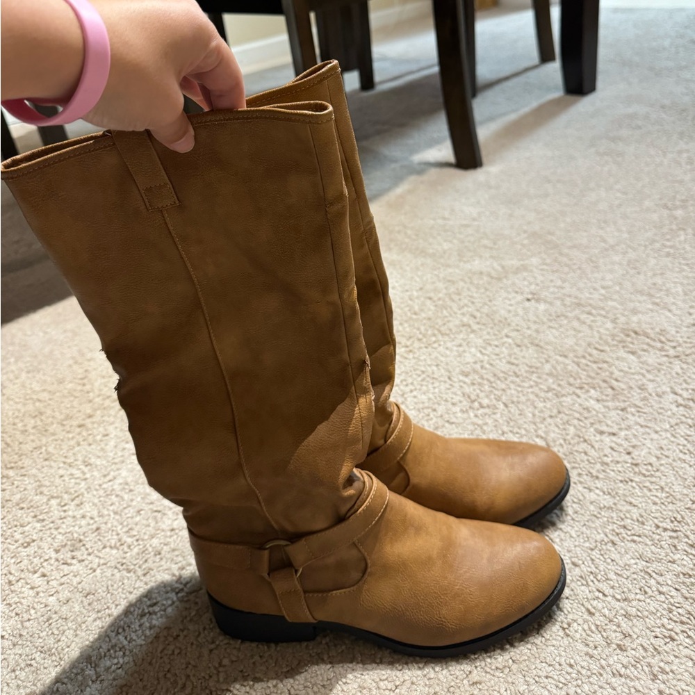 Brown leather calf boots size 9